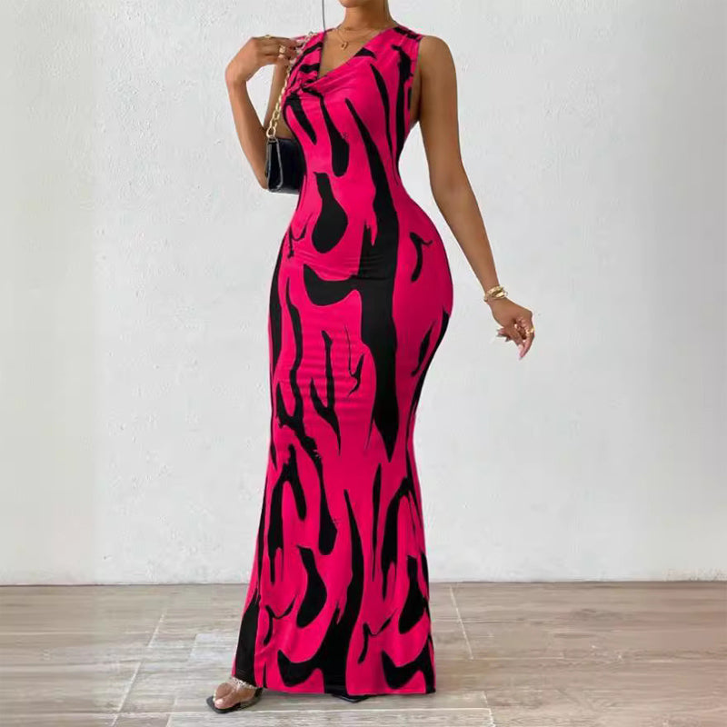 Abstract Print Sleeveless Dress