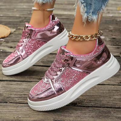 Sequin Lace Up Sneakers