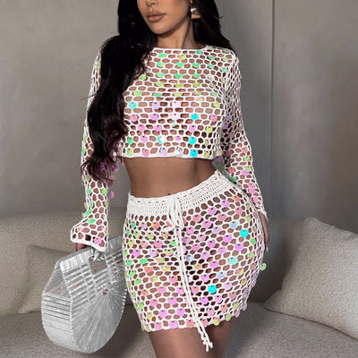 Sequins Crochet 2PCS Skirt Set