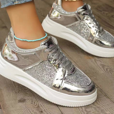 Sequin Lace Up Sneakers