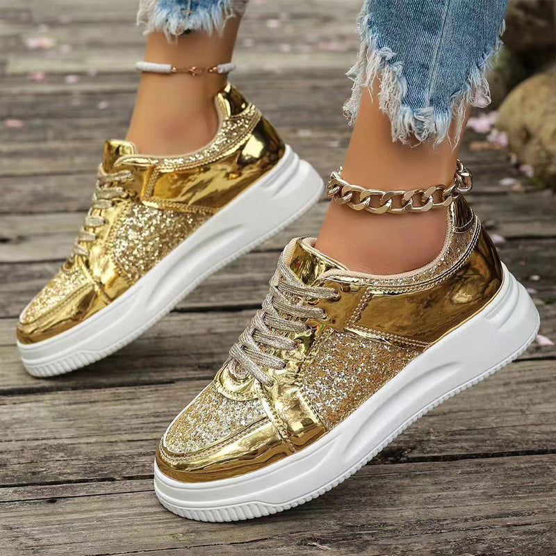 Sequin Lace Up Sneakers