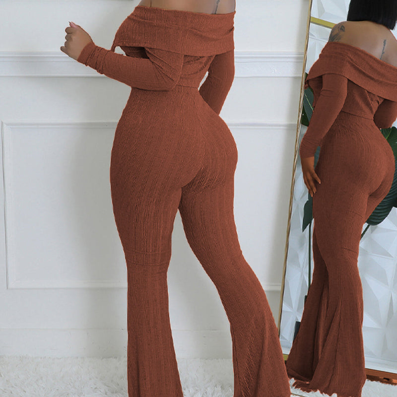 Solid Crop Top & Wide Leg Pants Set