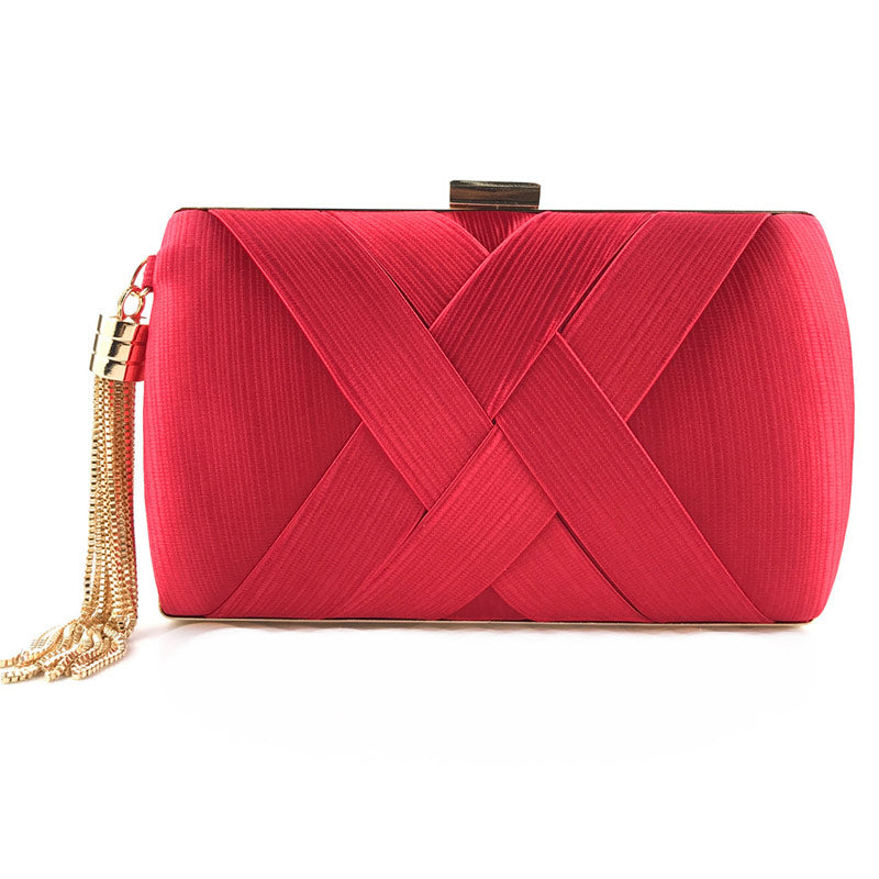 Fashion Satin Tassel Design Evening Bag