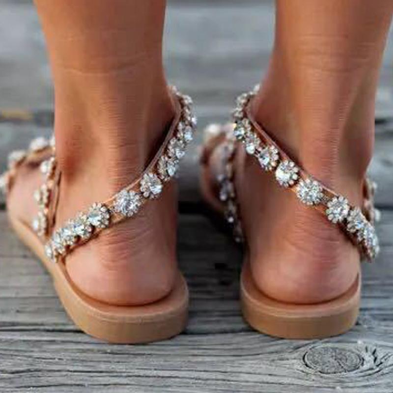 Fashion Rhinestone Toe Flat Sandals - Shop Shiningbabe - Womens Fashion Online Shopping Offering Huge Discounts on Shoes - Heels, Sandals, Boots, Slippers; Clothing - Tops, Dresses, Jumpsuits, and More.