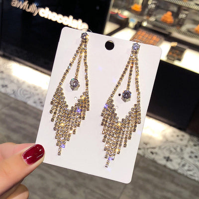 Fashion Studded Drop Long Earrings