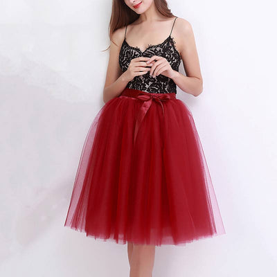 Solid Sheer Mesh Bowknot Decoration Tutu Skirt