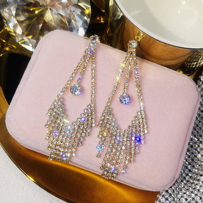 Fashion Studded Drop Long Earrings