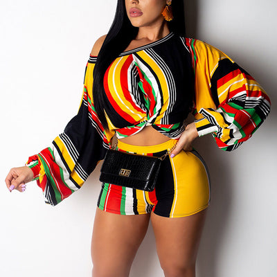 Colorblock Striped Two Piece Set