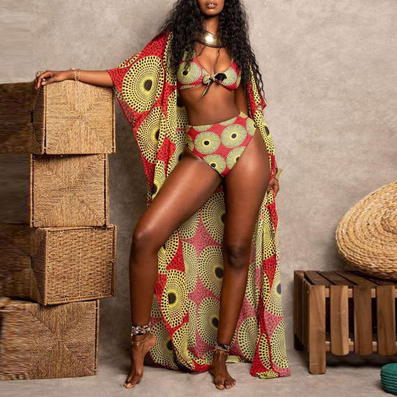 Print 2PCS Bikini & Cover Up Set