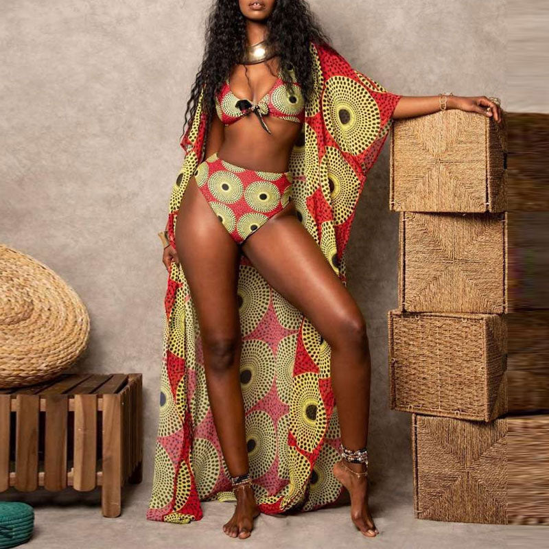 Print 2PCS Bikini & Cover Up Set