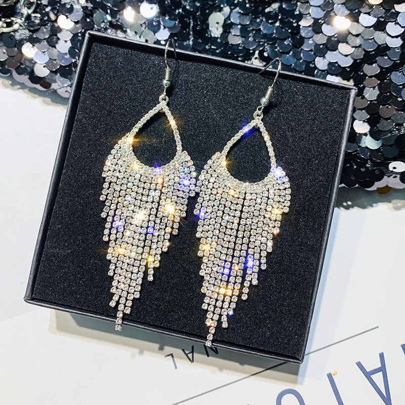 Fashion Studded Drop Long Earrings