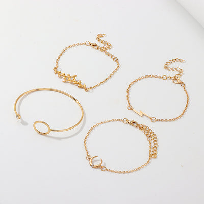 4PCS Moon Decor Studded Bracelet Set