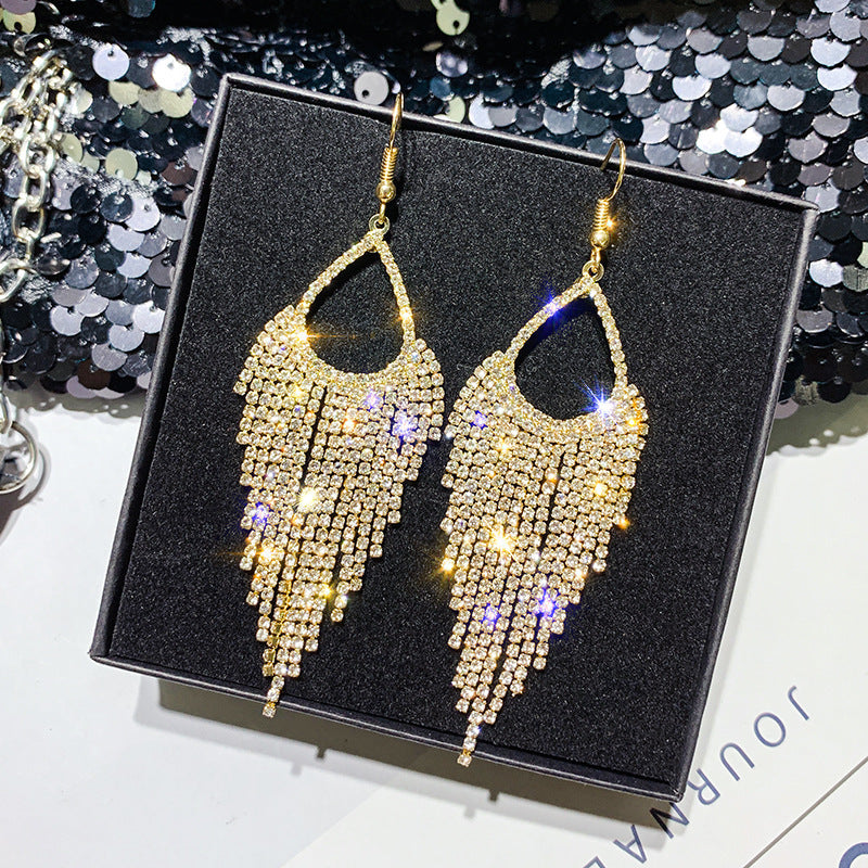 Fashion Studded Drop Long Earrings