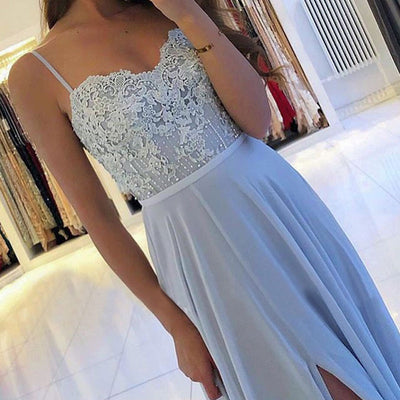 Solid Sleeveless Lace Patchwork High Slit Maxi Dress