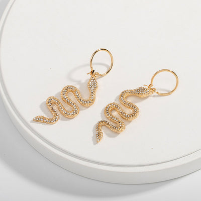 Rhinestone Snake Shaped Earrings