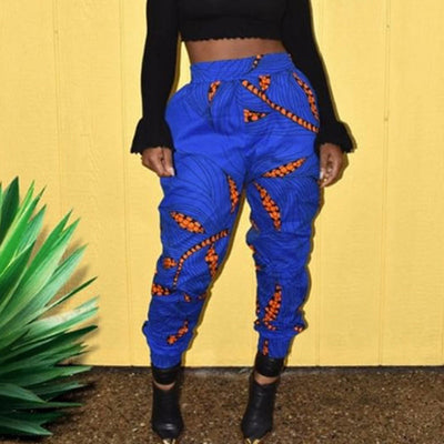 Colorblock Print High Waist Loose Pants