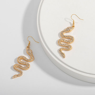 Rhinestone Snake Shaped Earrings