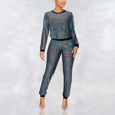 Sequins Long Sleeve 2PCS Pants Set