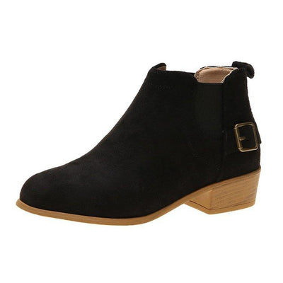 Suede Design Chunky Heeled Boots - Cherrybetty