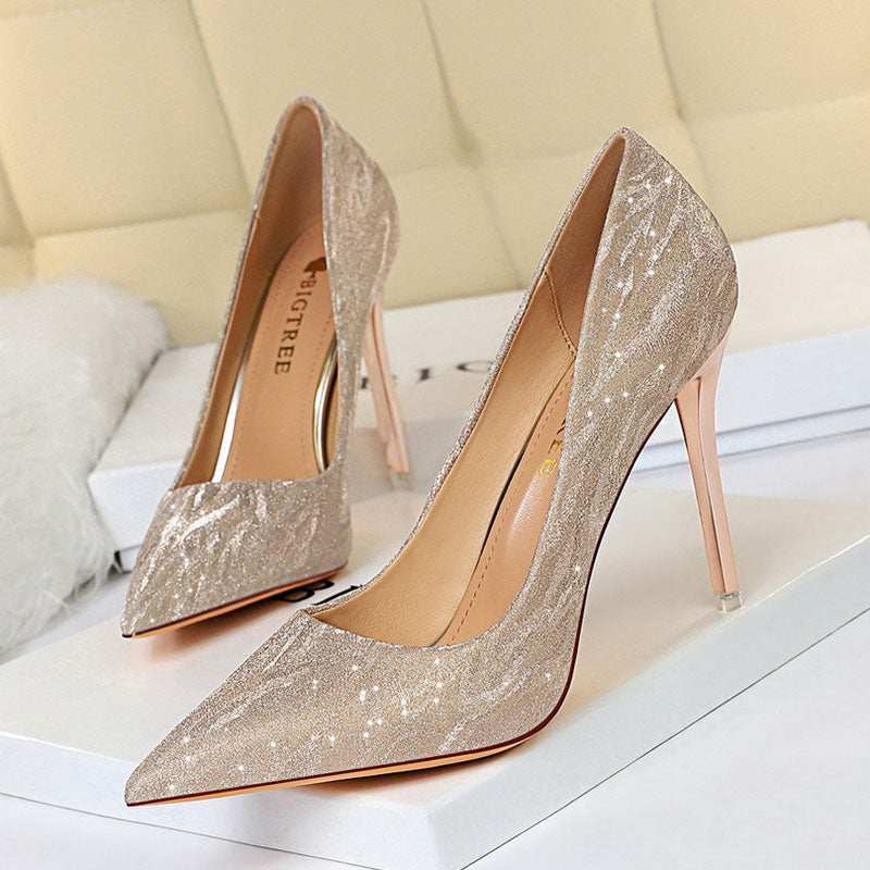 Sequins Pointed Toe Stiletto Heels