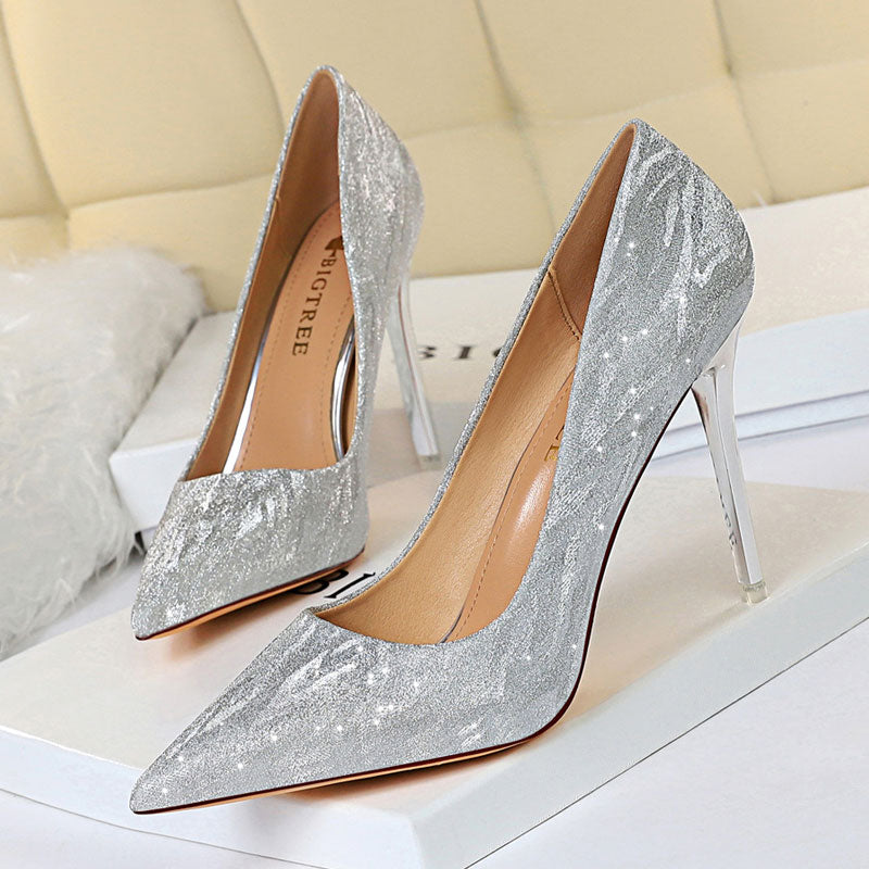 Sequins Pointed Toe Stiletto Heels