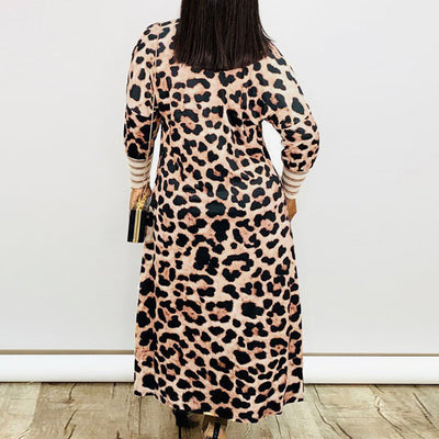 Leopard Pattern Long Sleeve Casual Coat