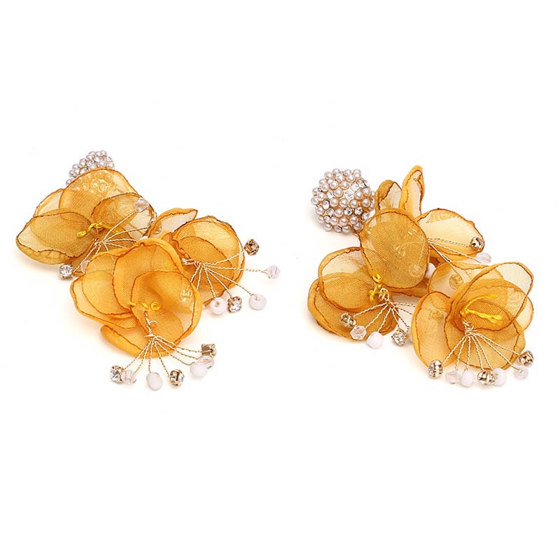 Floral Pattern Beaded Drop Earrings