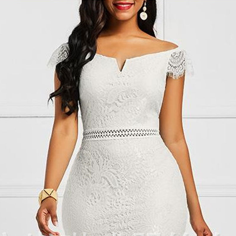 Solid Sleeveless Lace Patchwork Bodycon Dress