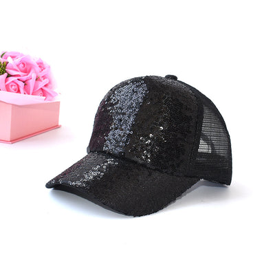 Solid Sequins UV Protection Peaked Cap