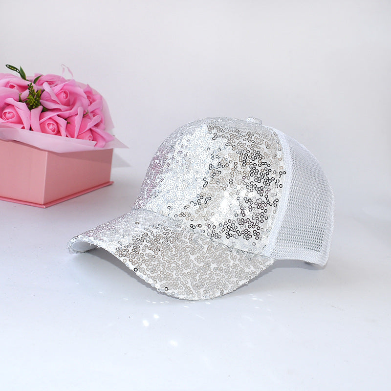 Solid Sequins UV Protection Peaked Cap