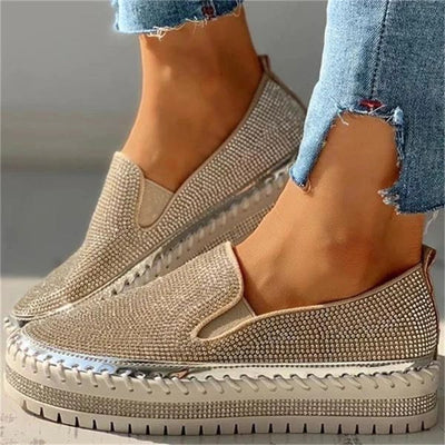 Fashion Solid Rhinestone Loafers