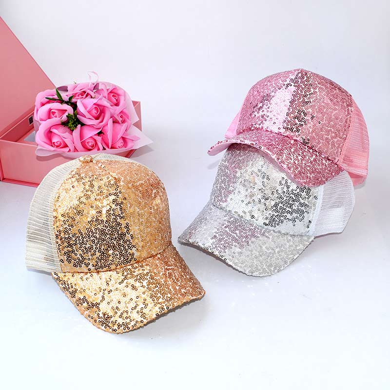 Solid Sequins UV Protection Peaked Cap