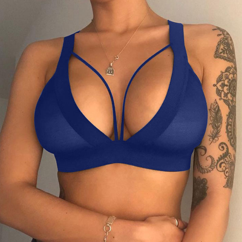 Cutout Mesh Breathable Thick Strap Bra