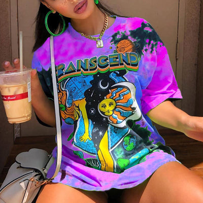 Graffiti Printed Oversized Loose Top T-shirt