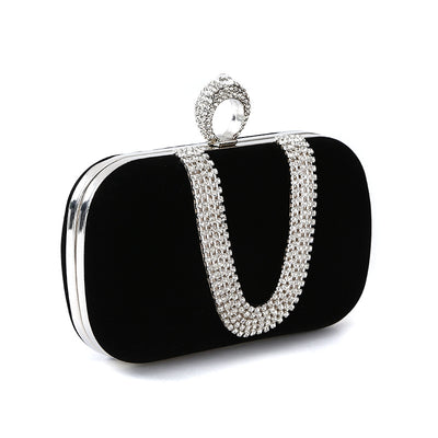 Rhinestone Letter U Pattern Clutch Bag