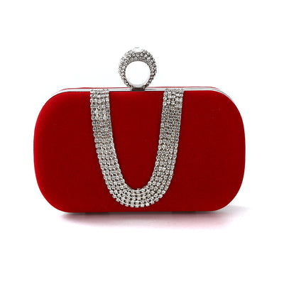 Rhinestone Letter U Pattern Clutch Bag