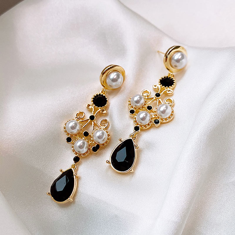 Rhinestone Beaded Drop Earrings