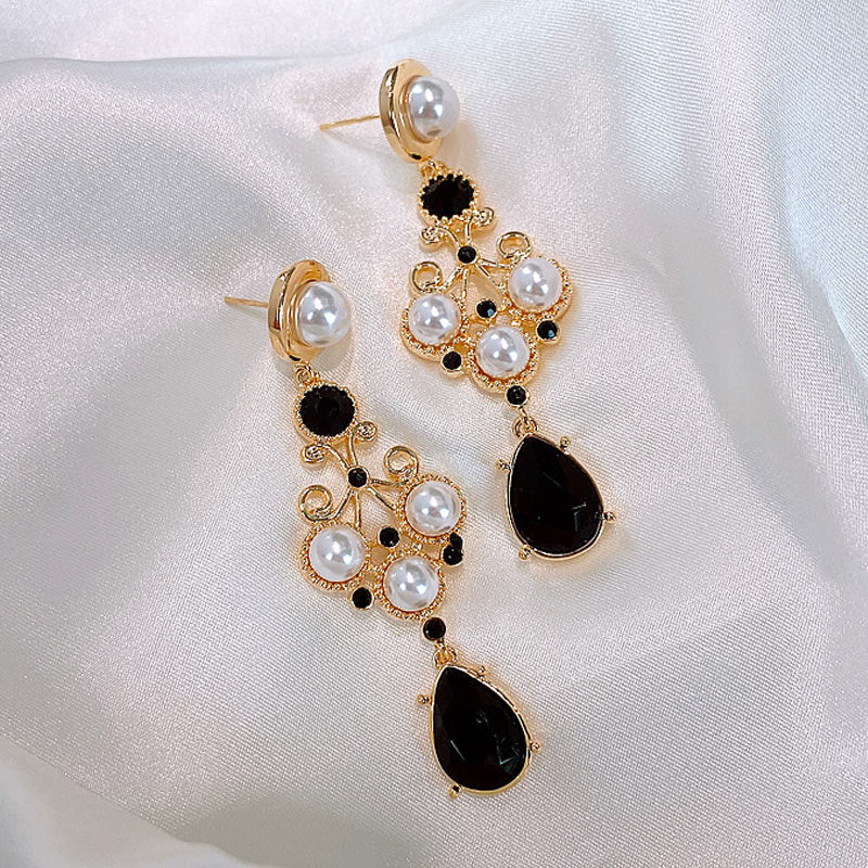 Rhinestone Beaded Drop Earrings