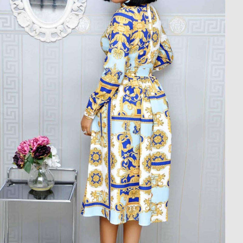 Print Pleated Design Maxi Dress