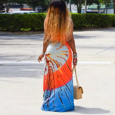 Tie Dye Print Sleeveless Maxi Dress