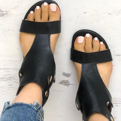 Fashion Cutout Buckle Metal Flat Sandals - Shop Shiningbabe - Womens Fashion Online Shopping Offering Huge Discounts on Shoes - Heels, Sandals, Boots, Slippers; Clothing - Tops, Dresses, Jumpsuits, and More.