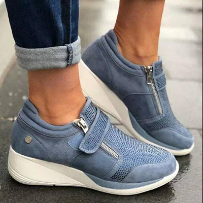 Rhinestone Velcro Breathable Casual Sneakers - Cherrybetty