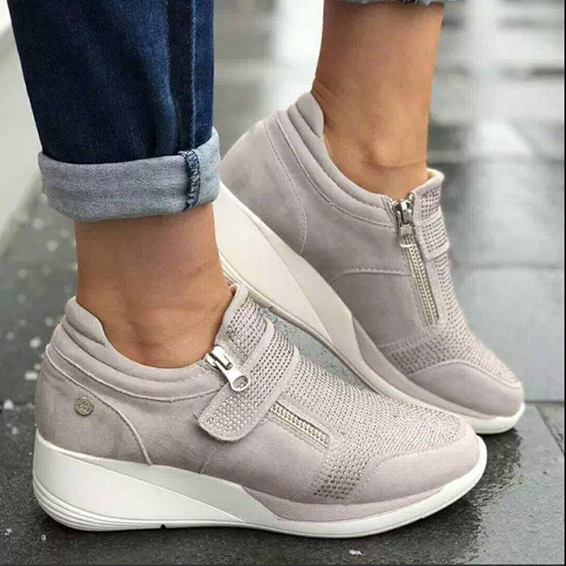 Rhinestone Velcro Breathable Casual Sneakers - Cherrybetty