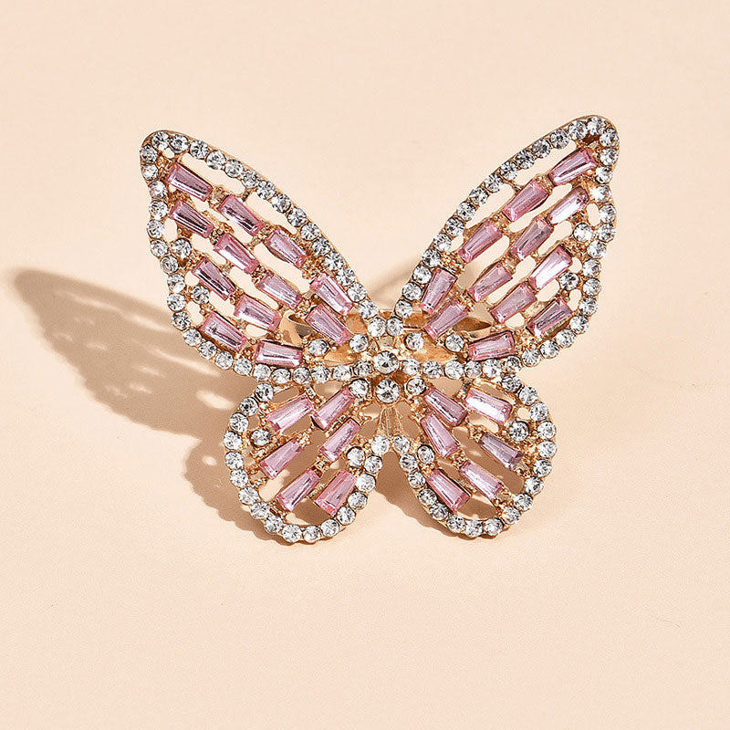 Rhinestone Butterfly Shaped Rings