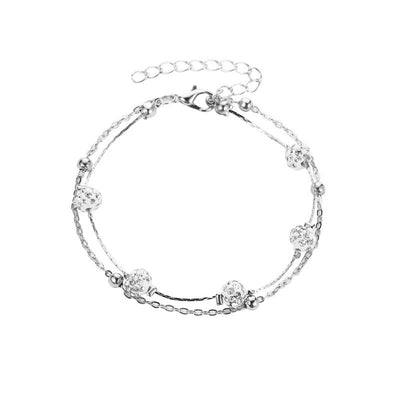 Rhinestone Round Pattern Layered Anklet