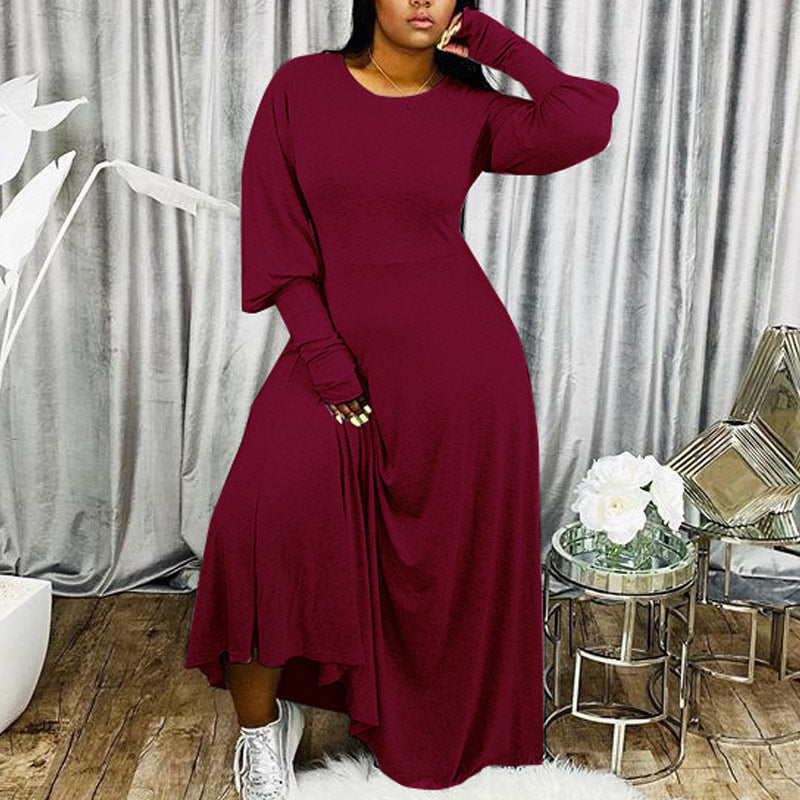 Solid Lantern Sleeve Maxi Dress