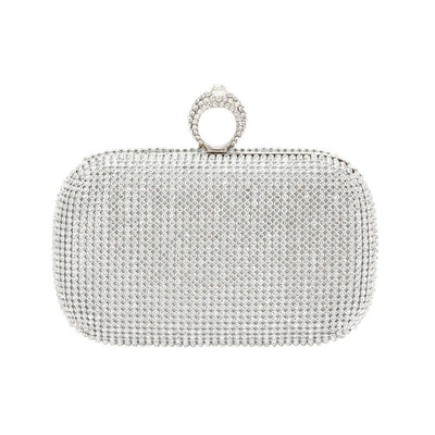 Rhinestone O-Ring Evening Clutch Bag