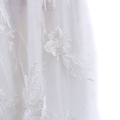 Solid Deep V-Neck Lace  Bridal Gown