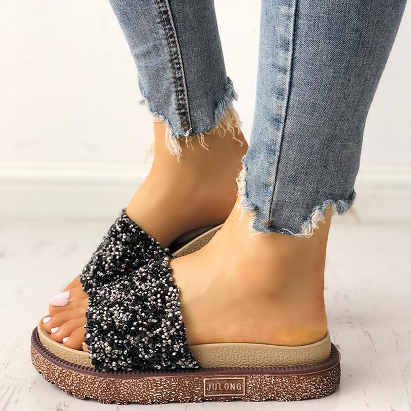 Shiny Sequins Embellished Open Toe Sandals - Shop Shiningbabe - Womens Fashion Online Shopping Offering Huge Discounts on Shoes - Heels, Sandals, Boots, Slippers; Clothing - Tops, Dresses, Jumpsuits, and More.