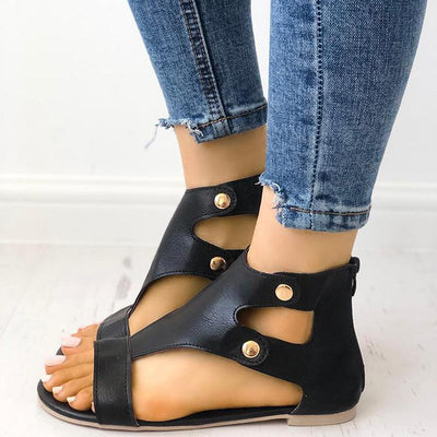 Fashion Cutout Buckle Metal Flat Sandals - Shop Shiningbabe - Womens Fashion Online Shopping Offering Huge Discounts on Shoes - Heels, Sandals, Boots, Slippers; Clothing - Tops, Dresses, Jumpsuits, and More.